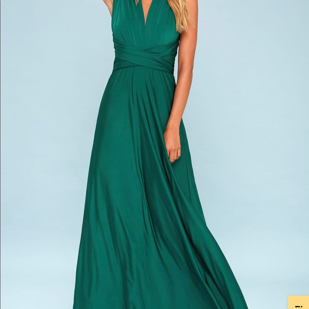 Lulu’s wrap Stunning Convertible Emerald Green Maxi Dress - Picture 5 of 9